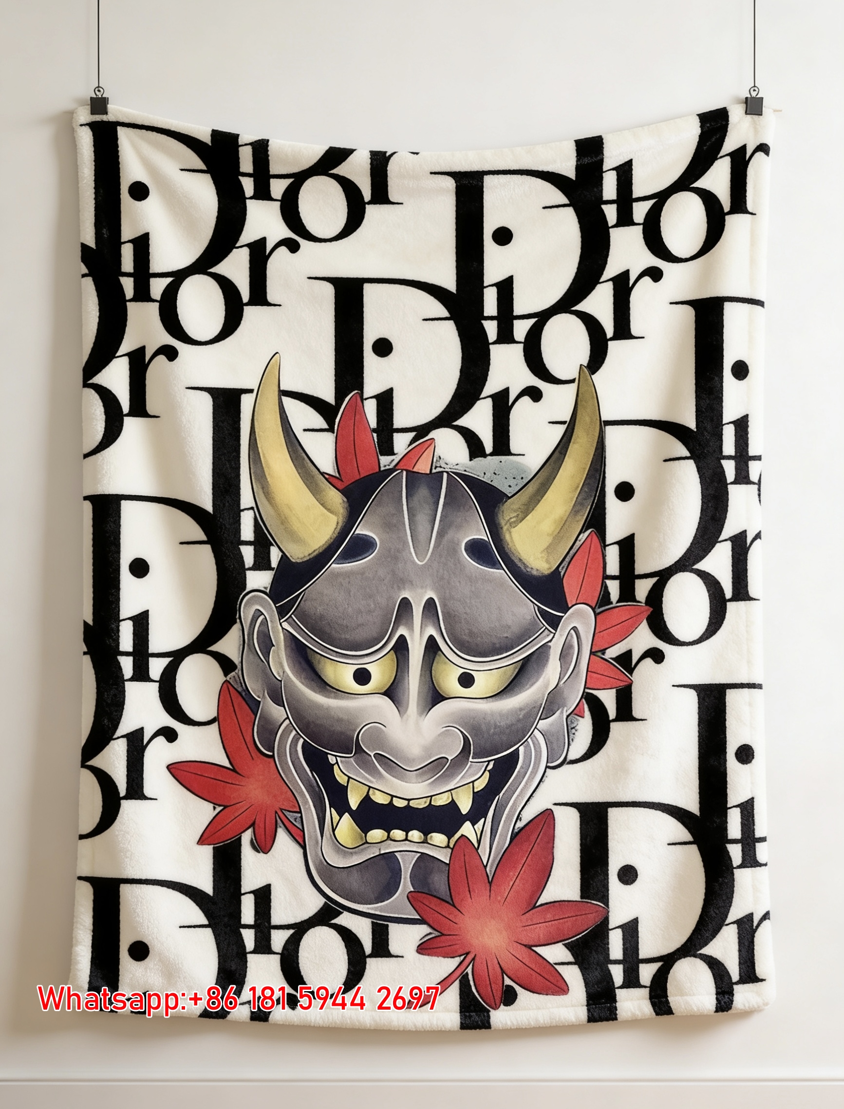 Dior Hannya Mask Flannel Sofa Throw Blanket D423